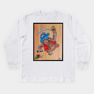 Rampaging Pirate Ape and Parrot Kids Long Sleeve T-Shirt